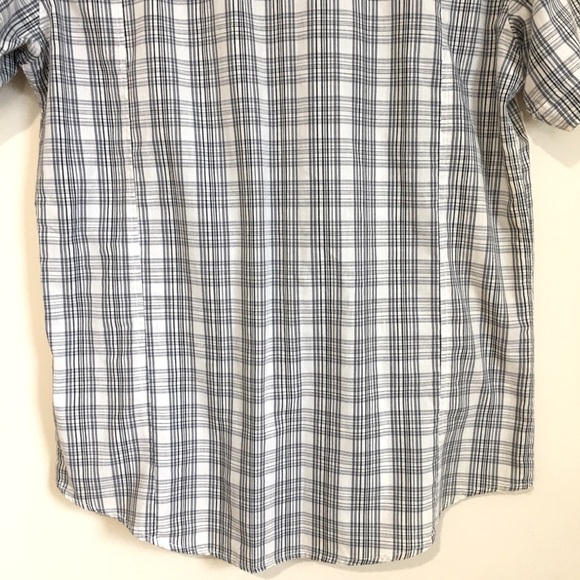 Machine Men’s Gray White Plaid Button Up Short Sleeve Causal Shirt - Picture 6 of 13
